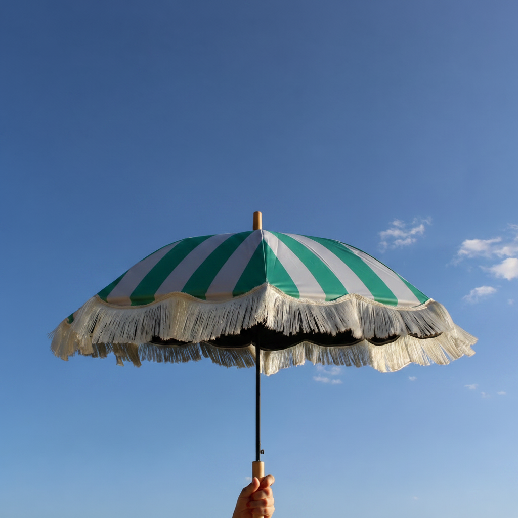 Mint Chip parasol held against bright blue sky